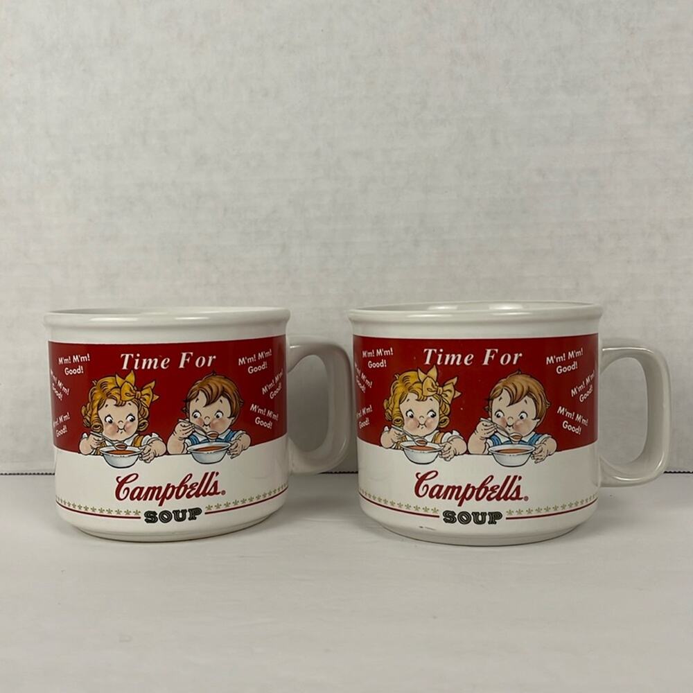 Campbell's Soup Mugs Set of 2 Vintage Ceramic